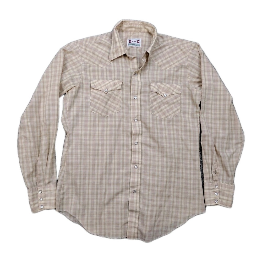 Vintage H Bar C California Ranchwear Shirt Pearl Snap Western USA Men's XL 44"